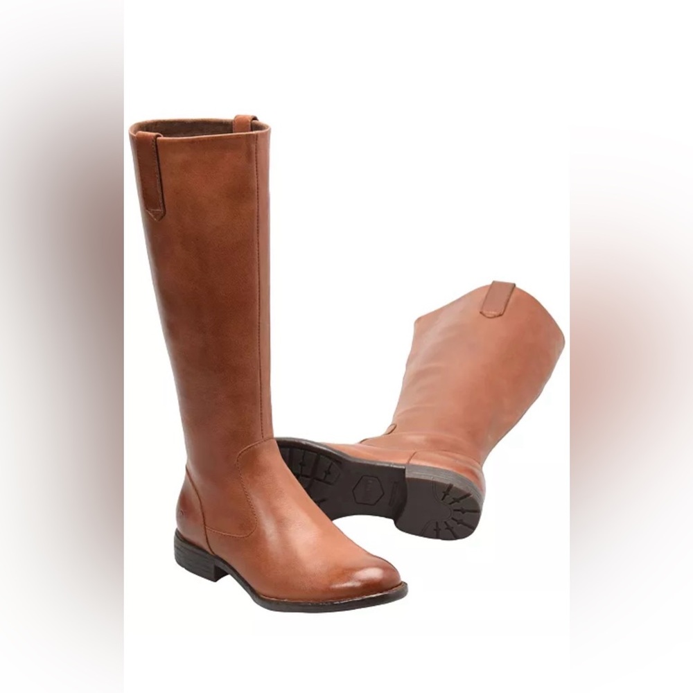 Cognac Born Shaunie Wide Calf Boots size 9 NEW Leather